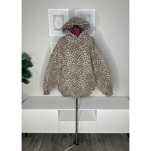 Akimbo Club Sweater Women's XXL Organic Cotton Leopard Hoodie Heavy